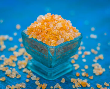 Close up of Edible gum,Gond,acacia gum in a blue colored bowl.
