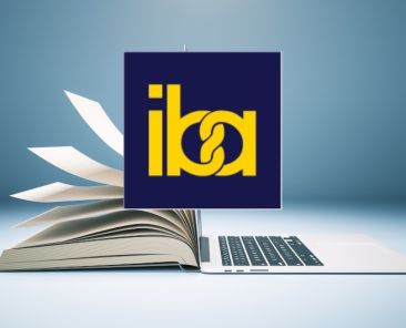 Abstract book and open laptop. Online education and webinar concept. 3D Rendering