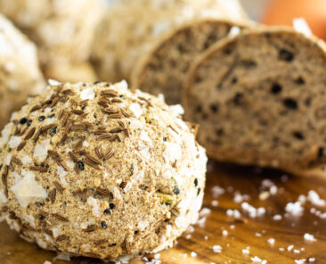 low carb bread balls with salt and caraway seed