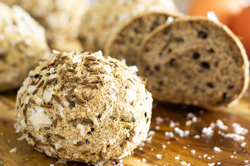 low carb bread balls with salt and caraway seed