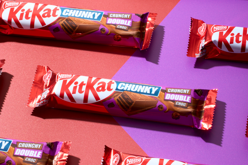 Assets for KitKat 50025 Double Choc Chunky Photography Campaign.