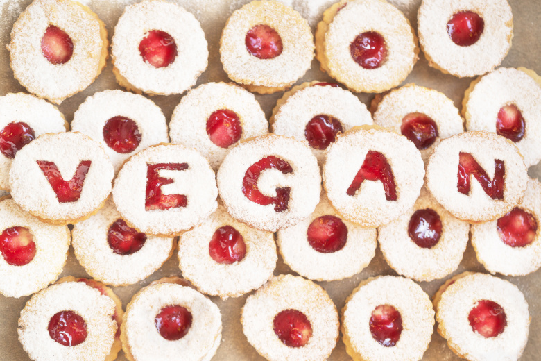 Homemade christmas cookies with vegan lettering - traditional "L