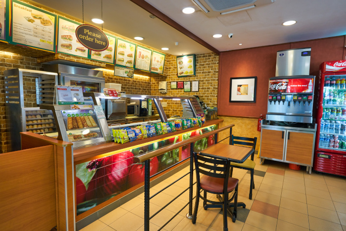 SINGAPORE - CIRCA APRIL, 2019: interior shot of Subway restauran